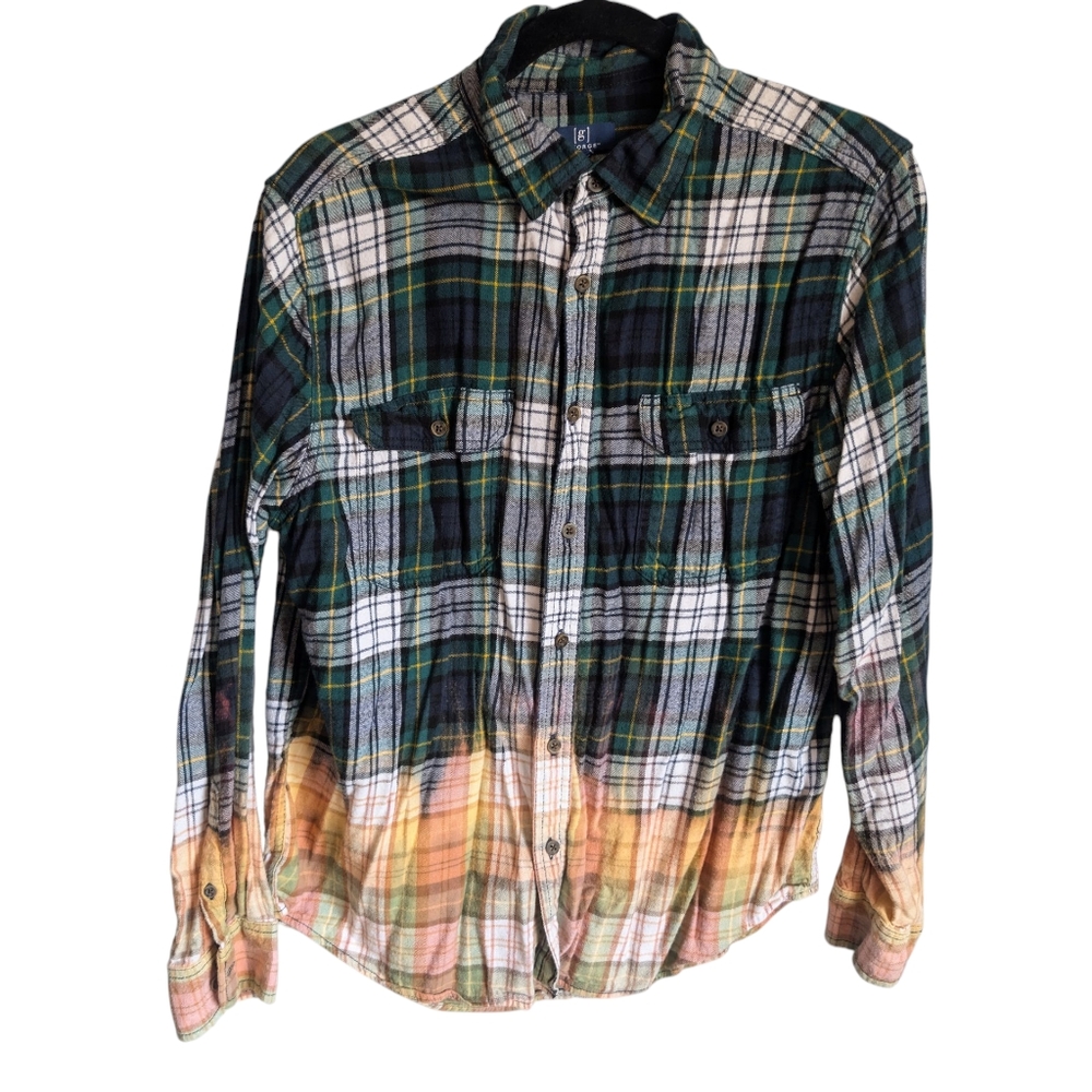 Unique bleach dip dyed flannel large